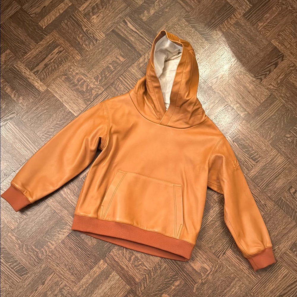 Mackage kids caramel/tan leather Hooded Sweatshirt size 6